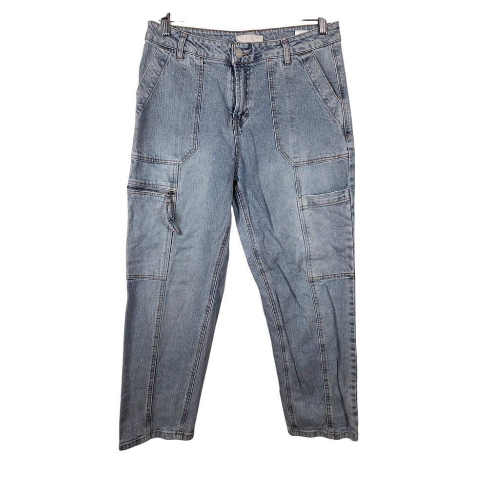 Habitual Womens High Rise Cargo Jeans Light Wash Blue Utility Denim Size 8/29